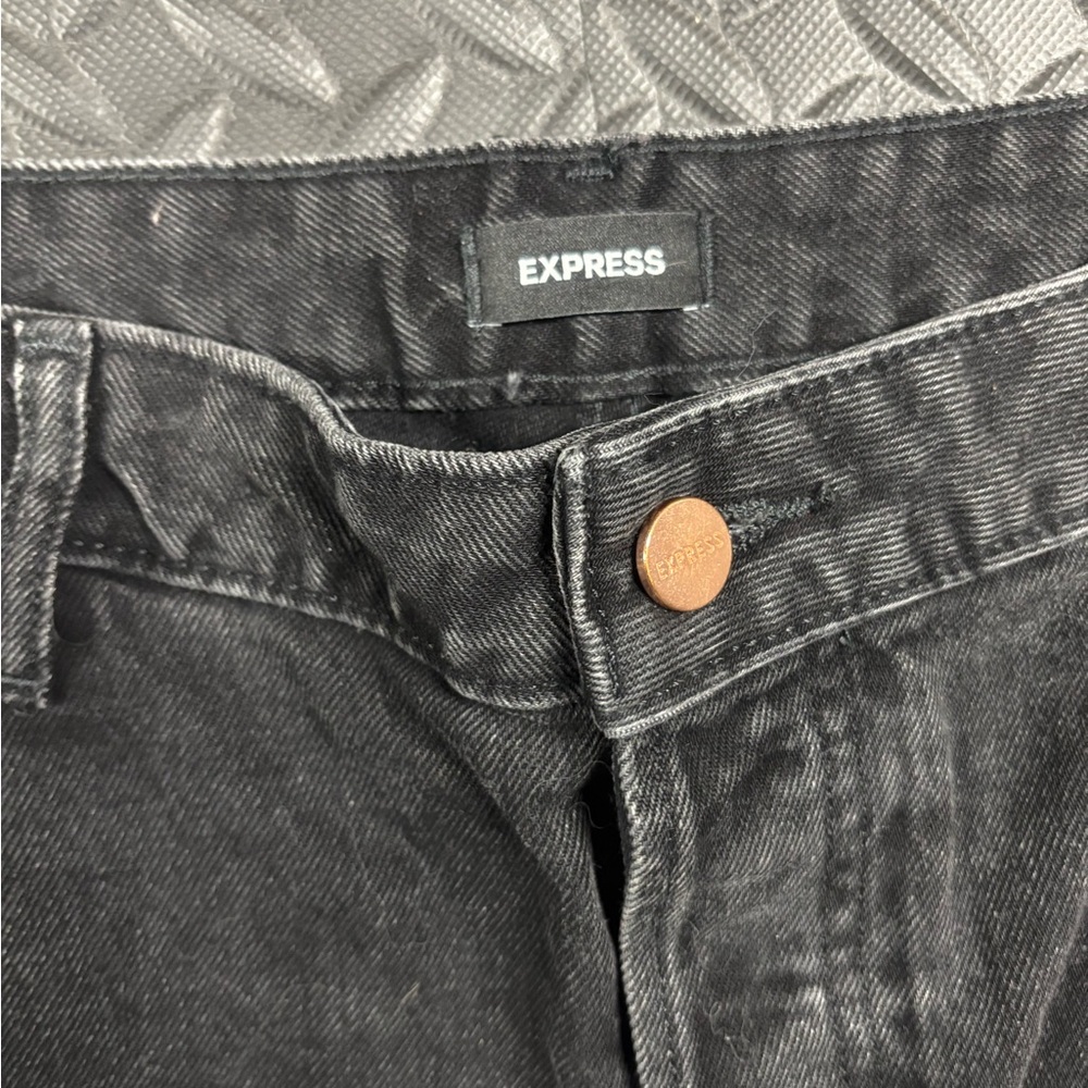 Express Black Jeans Relaxed Straight Low Rise Denim Pants 14R - Picture 4 of 12